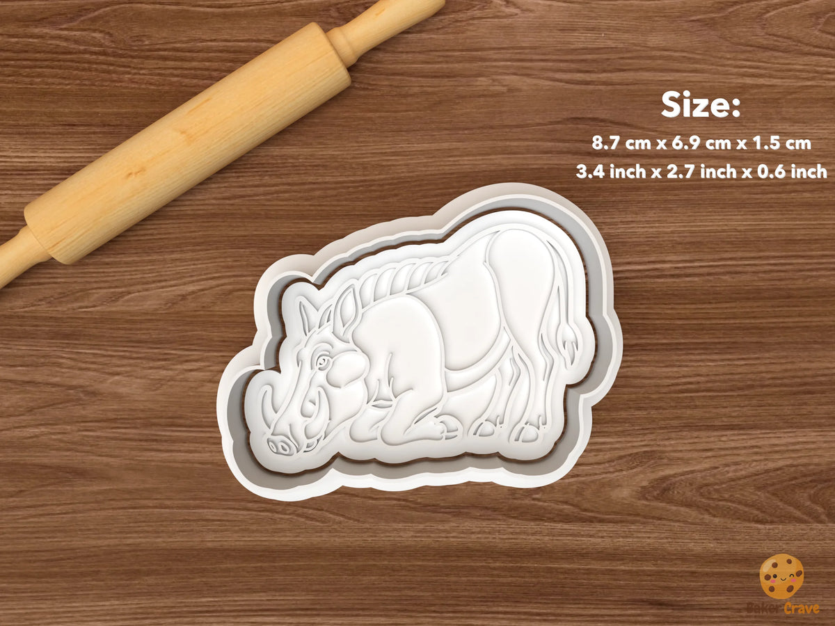 Warthog Cookie Cutter Set - single crouching side view warthog