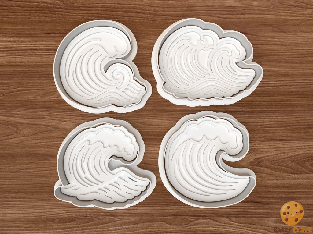 Wave Cookie Cutter Set STL File - waveset1