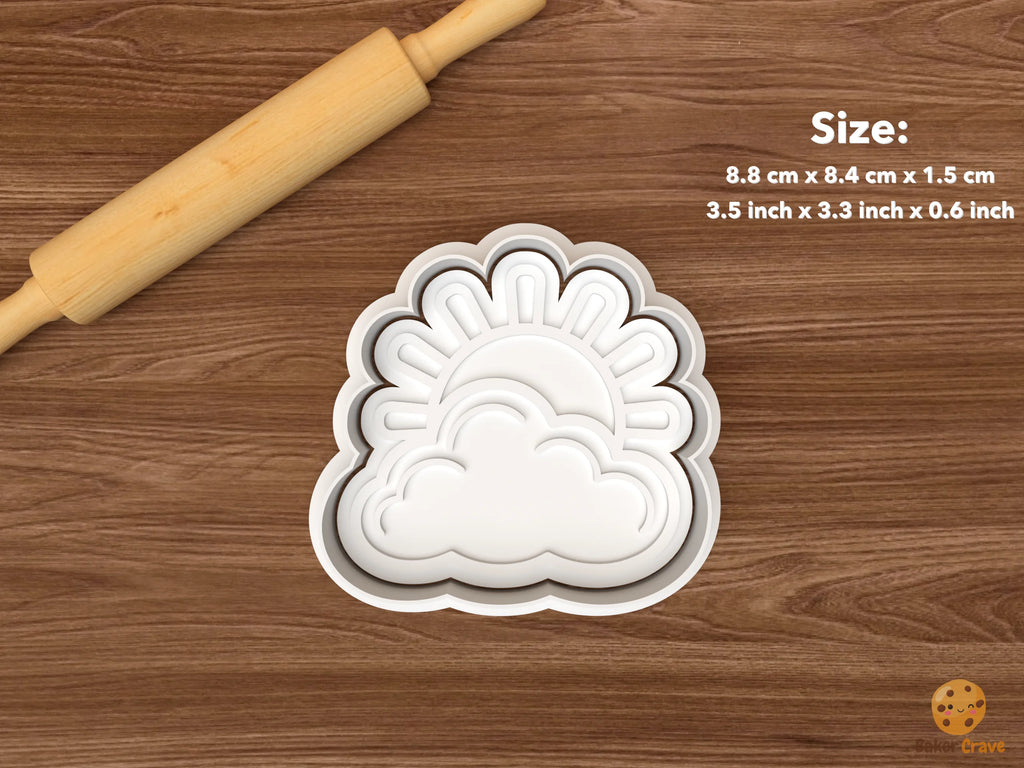 Weather Cookie Cutter Set STL File - single sun behind cloud