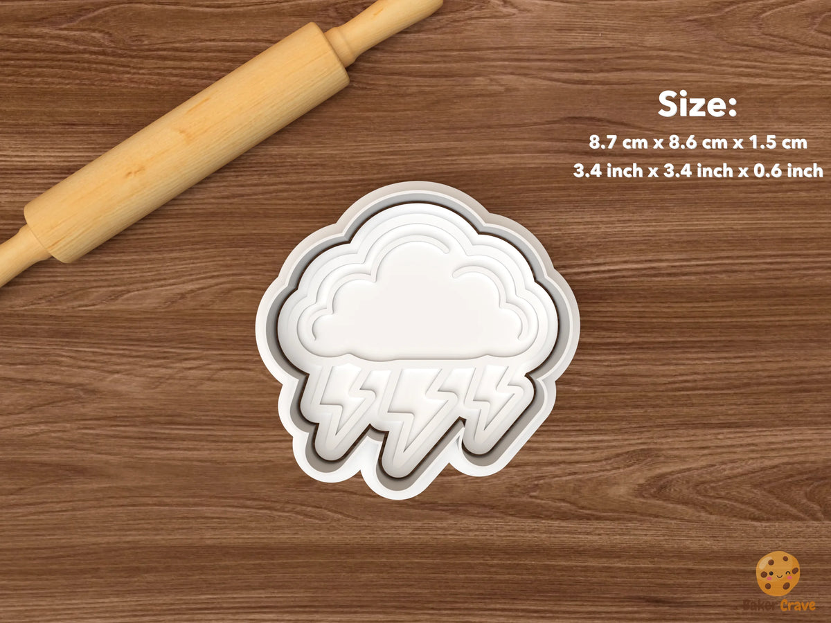 Weather Cookie Cutter Set STL File - single thunderstorm cloud
