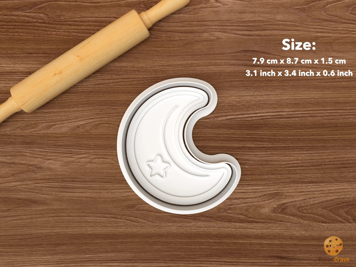 Whimsical Opossum Woodland Cookie Cutter Set - single crescent moon with star
