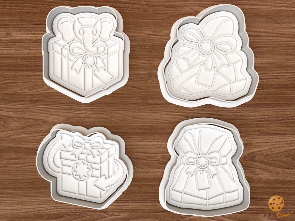 White Elephant Christmas Exchange Cookie Cutter Set STL File - 01 set main