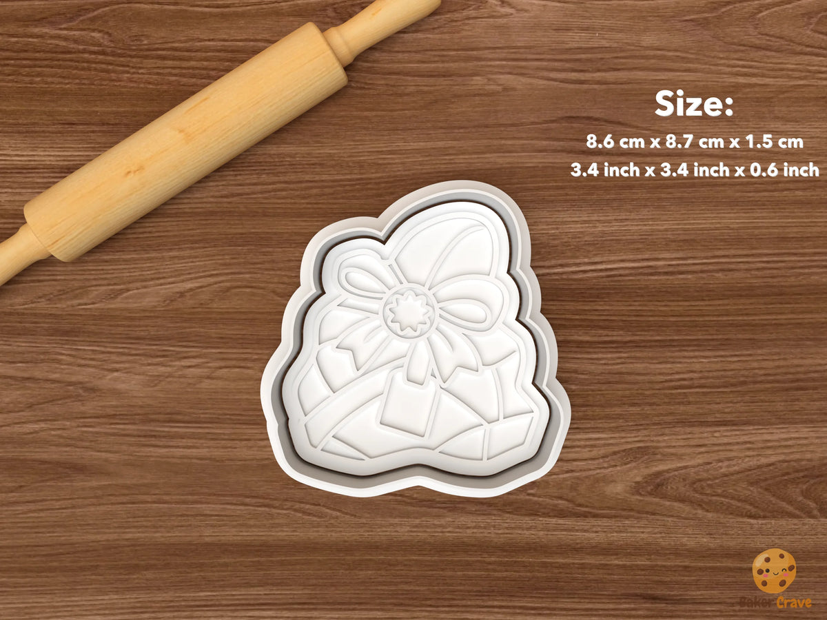White Elephant Christmas Exchange Cookie Cutter Set STL File - single bow wrapped gift