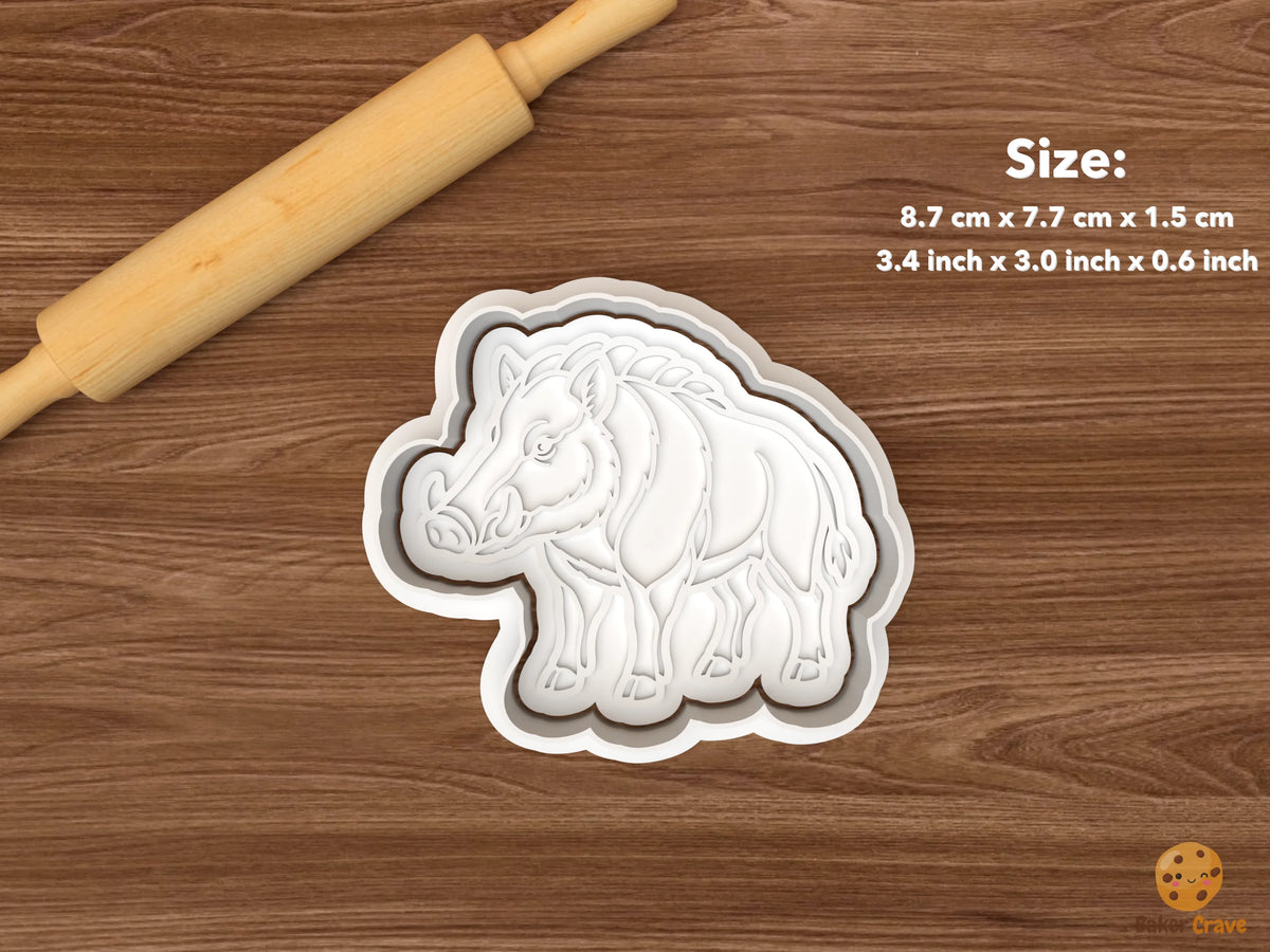 Wild Boar Cookie Cutter Set STL File - single standing side view wild boar