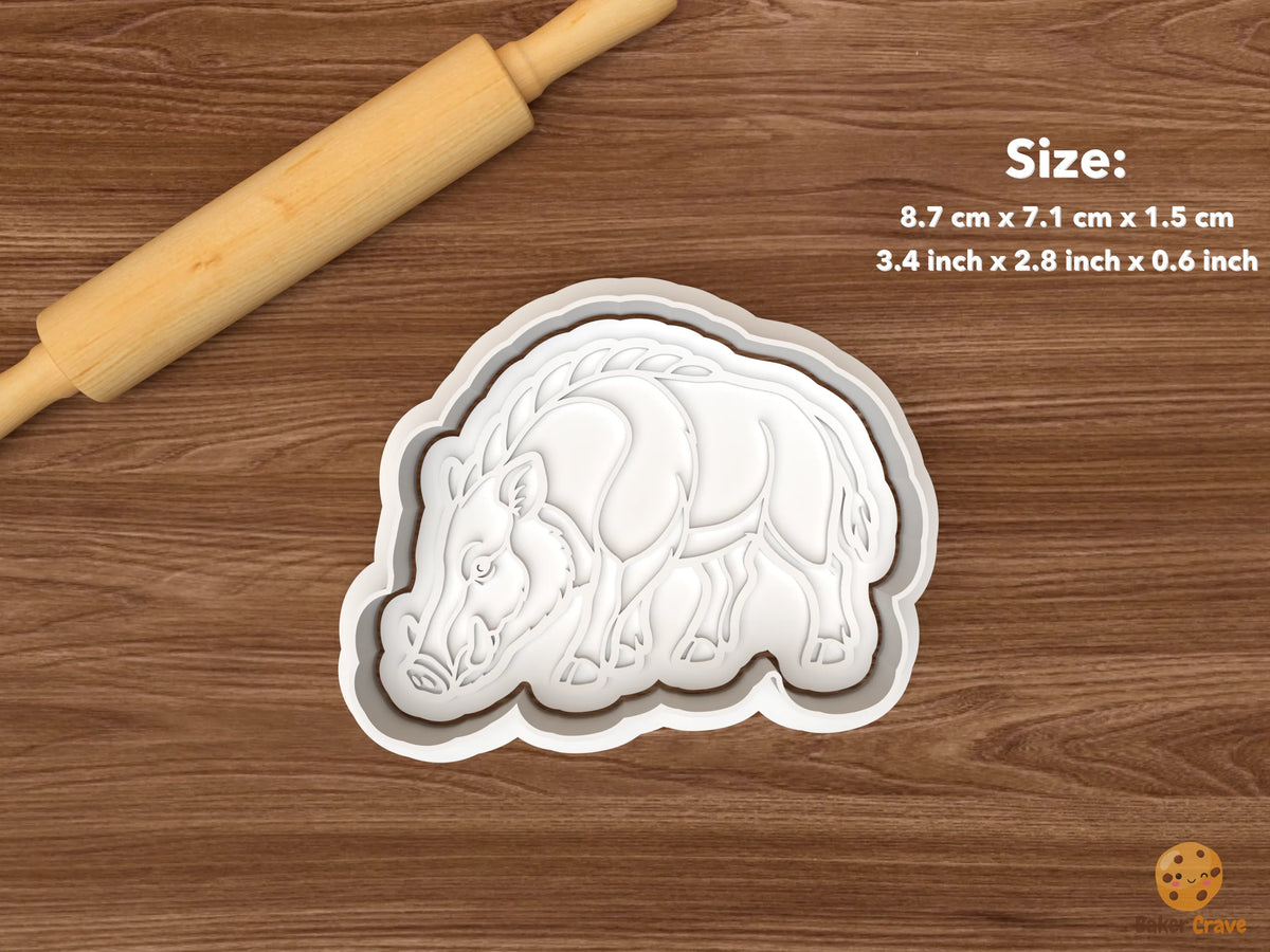 Wild Boar Cookie Cutter Set STL File - single walking side view wild boar
