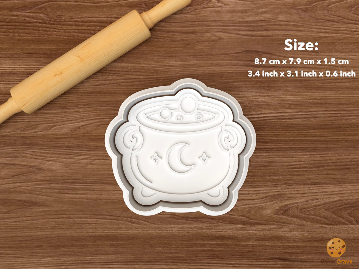 Witch Kitchen Cookie Cutter Set - single moon cauldron