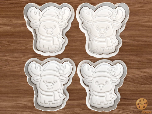 Xmas cute moose Cookie Cutter Set STL File - moosef1