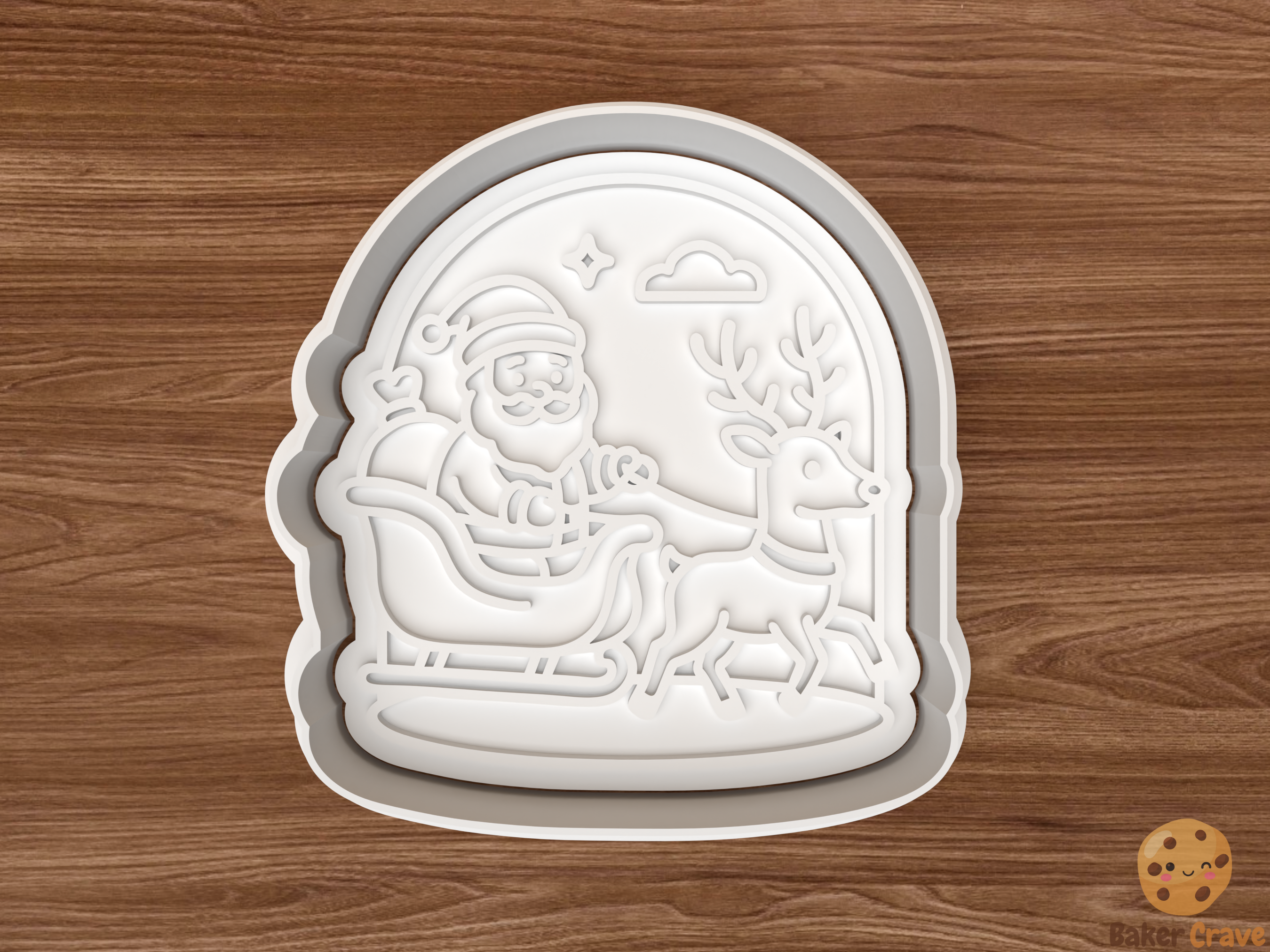 Xmas Sleigh Scene Cookie Cutter STL File - xmasscene1fix