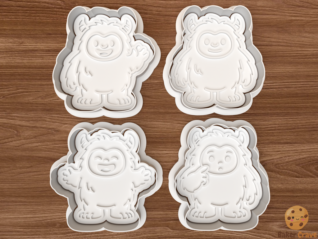 Cute Chunky Yeti Cookie Cutter Set STL File - yeti1fix