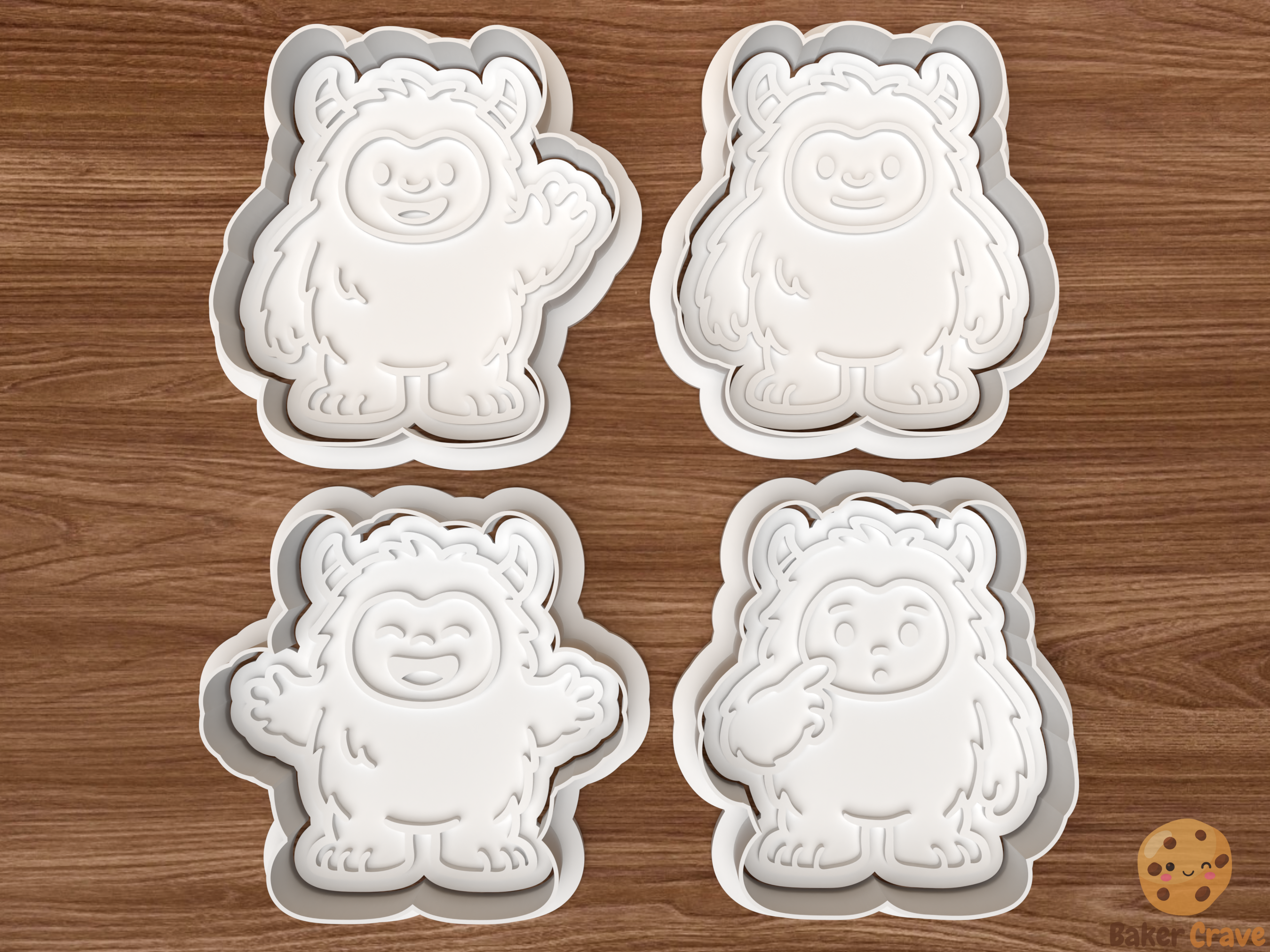 Cute Chunky Yeti Cookie Cutter Set STL File - yeti1fix