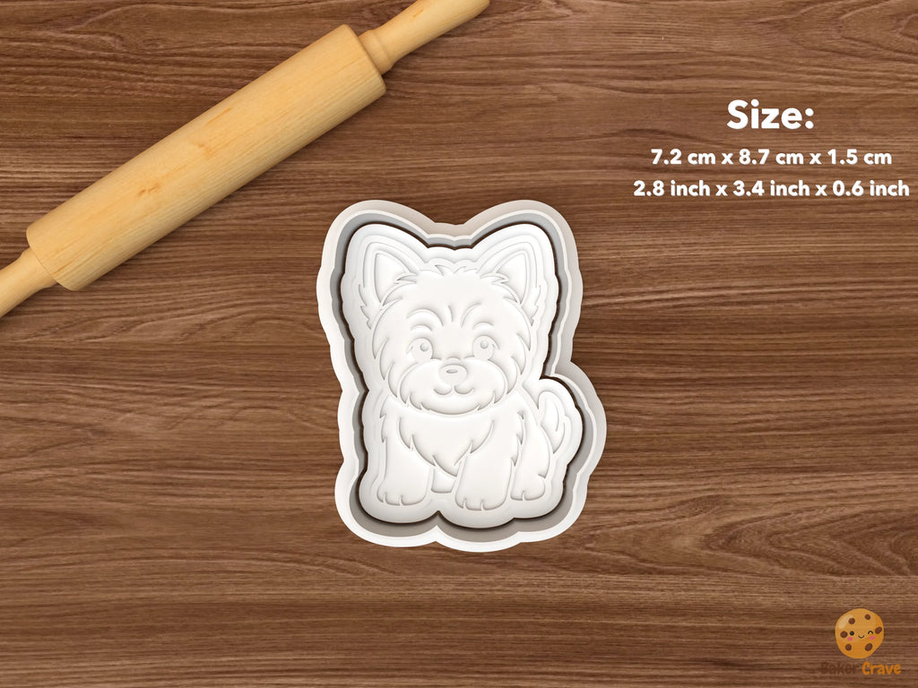 Yorkshire Terrier Dog Cookie Cutter Set STL File - single front sitting yorkshire terrier puppy