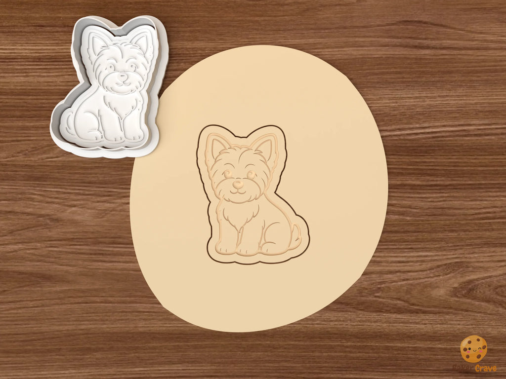 Yorkshire Terrier Dog Cookie Cutter Set STL File - dough sitting yorkshire terrier dog