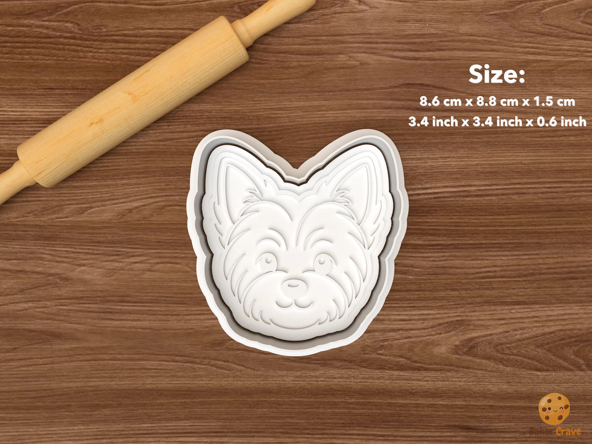 Yorkshire Terrier Dog Cookie Cutter Set STL File - single yorkshire terrier dog face