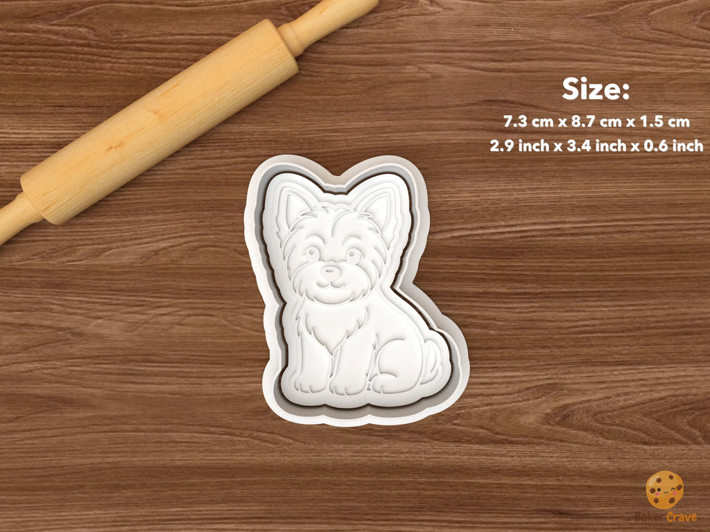 Yorkshire Terrier Dog Cookie Cutter Set STL File - single sitting yorkshire terrier dog